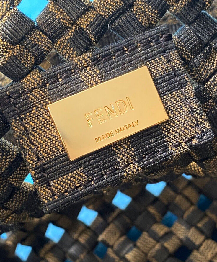 Fendi Mon Tresor Fabric Interlace Mini Bag 8BS010 Coffee